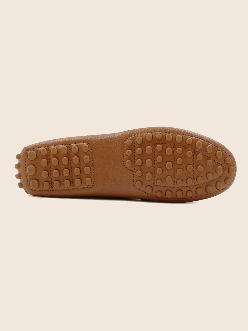 Mocassins cuir grainé camel
