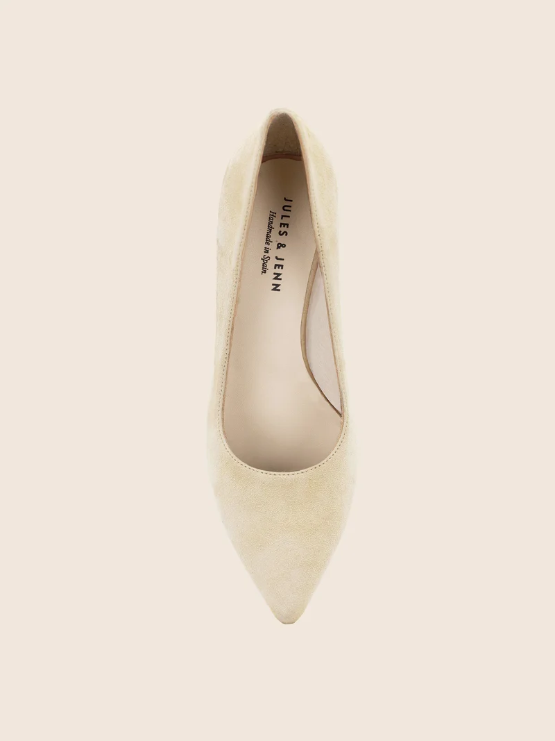 Escarpins cuir daim beige