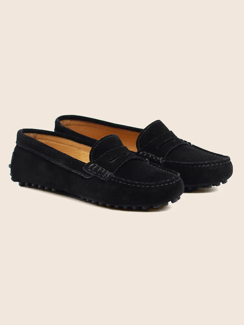 Mocassins cuir daim noir