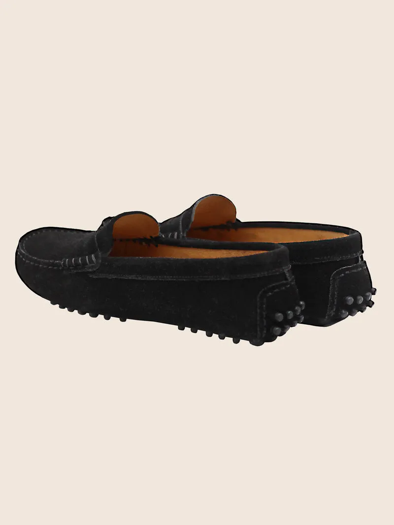 Mocassins cuir daim noir