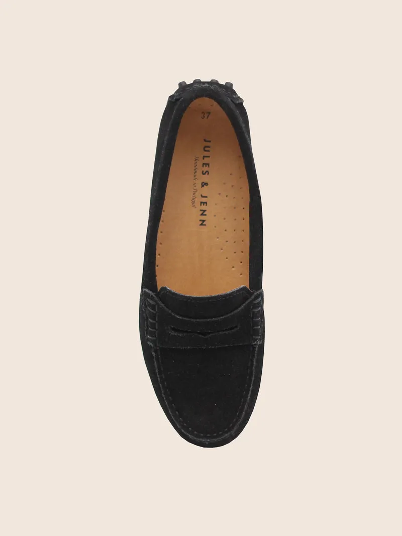 Mocassins cuir daim noir