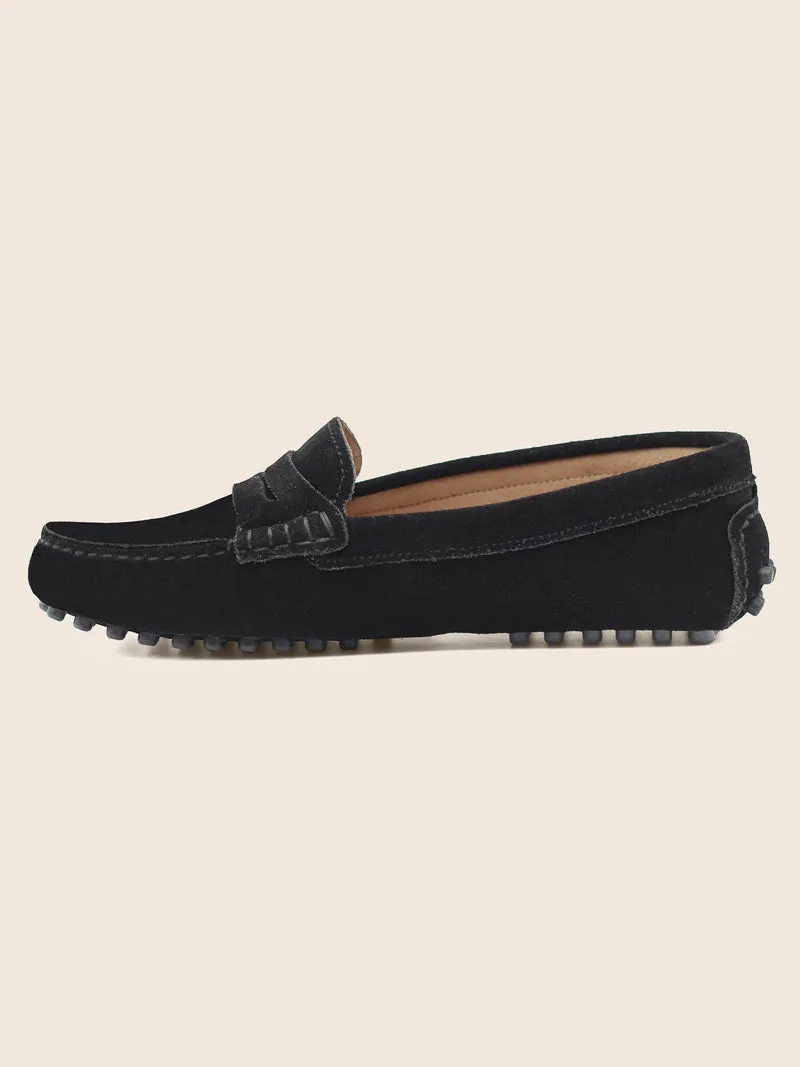 Mocassins cuir daim noir