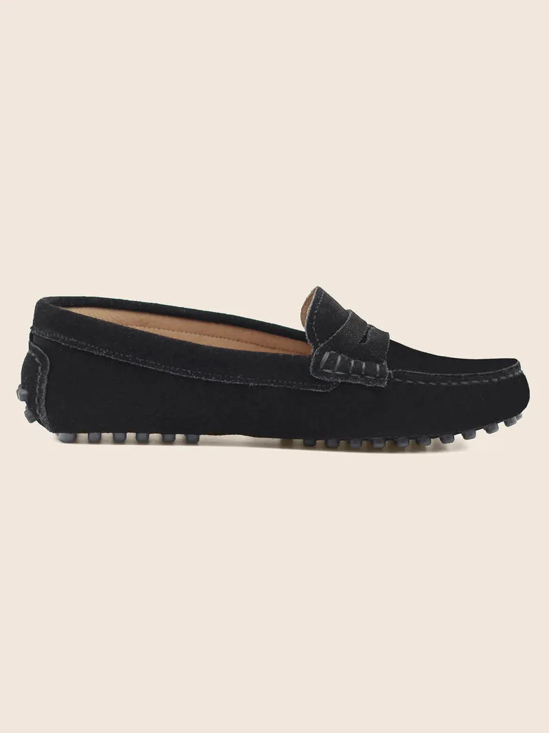 Mocassins cuir daim noir