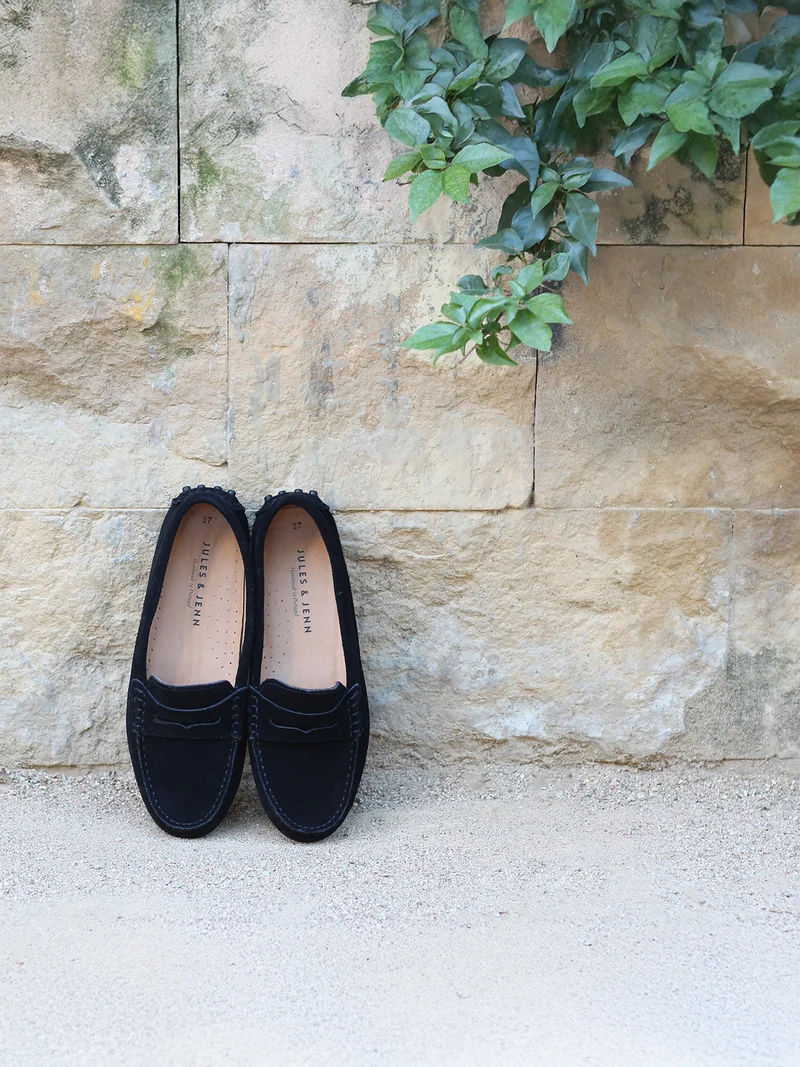 Mocassins cuir daim noir