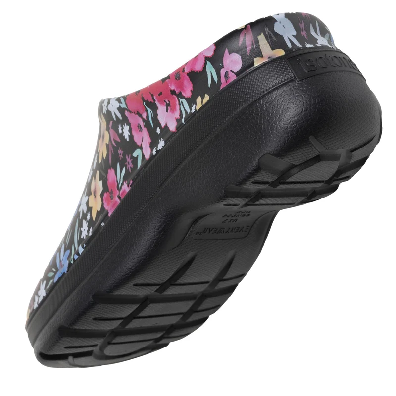 Sabots de jardin Femme imprimé Noir fleuri