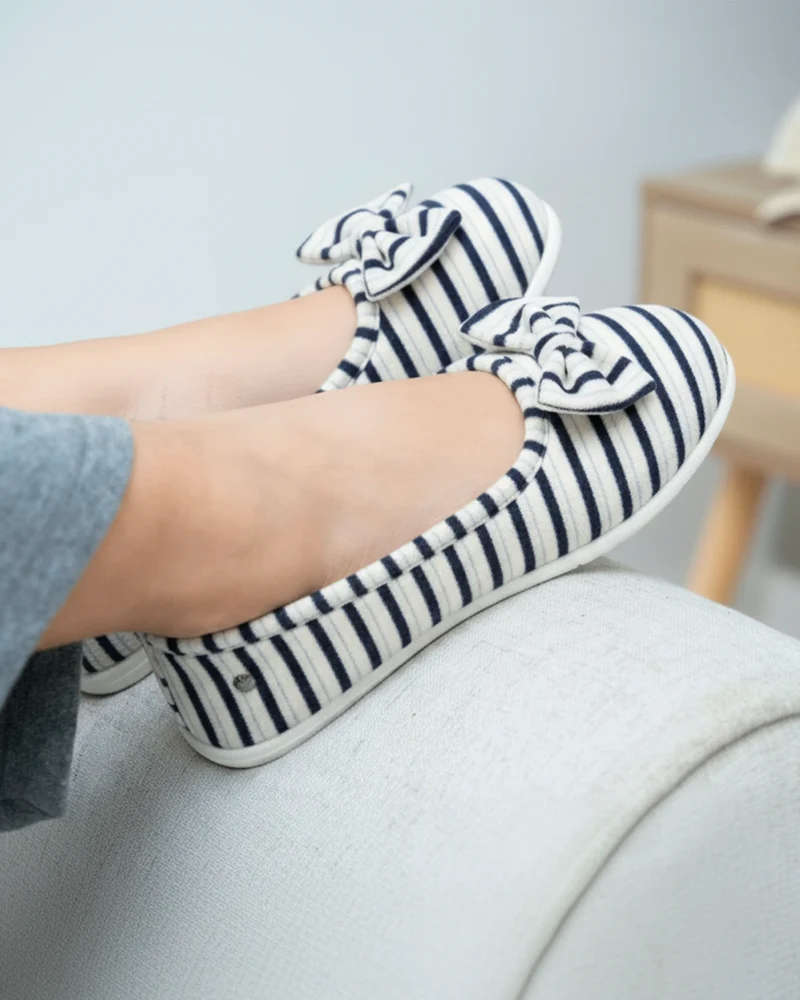 Chaussons ballerines Femme Rayures bleues