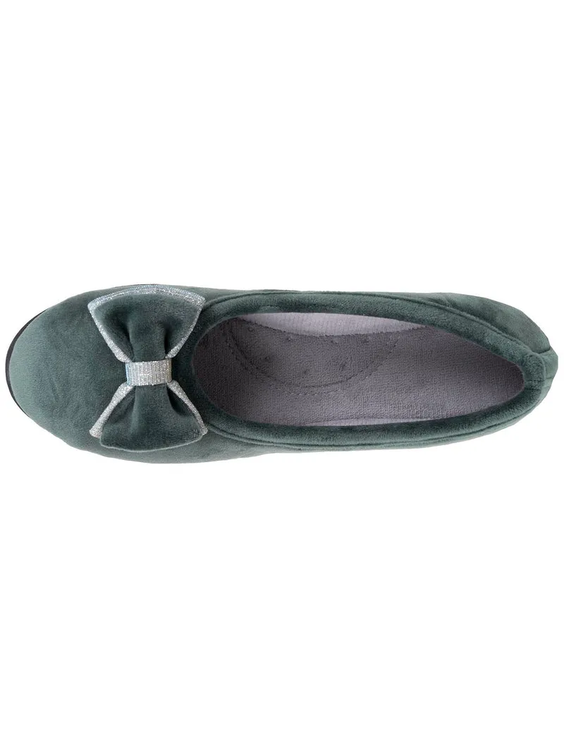 Chaussons ballerines Femme Sauge noeud irisé