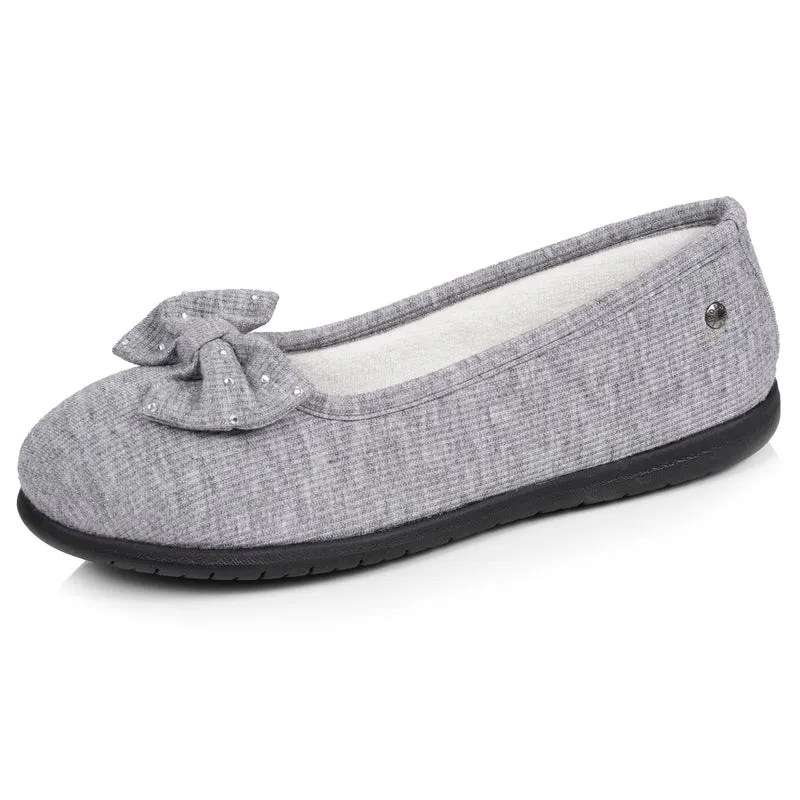 Chaussons ballerines Femme Gris nœud irisé