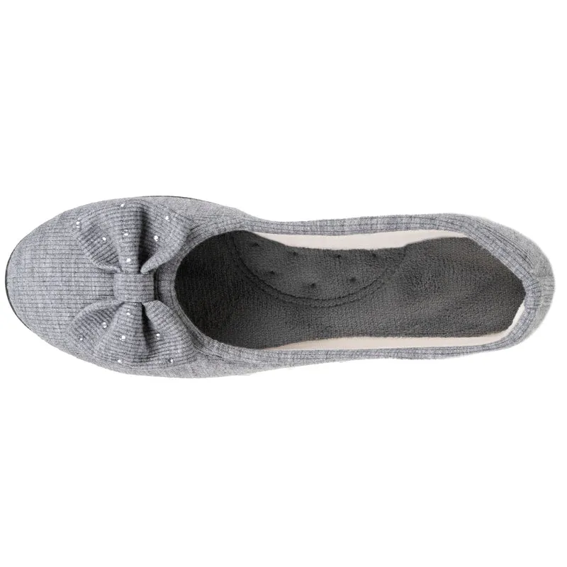 Chaussons ballerines Femme Gris nœud irisé