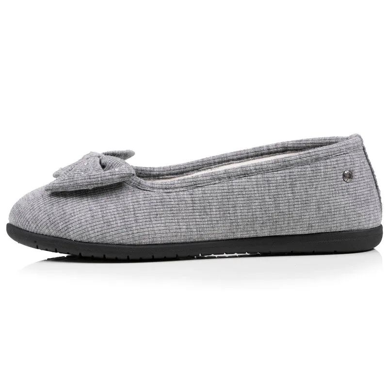 Chaussons ballerines Femme Gris nœud irisé