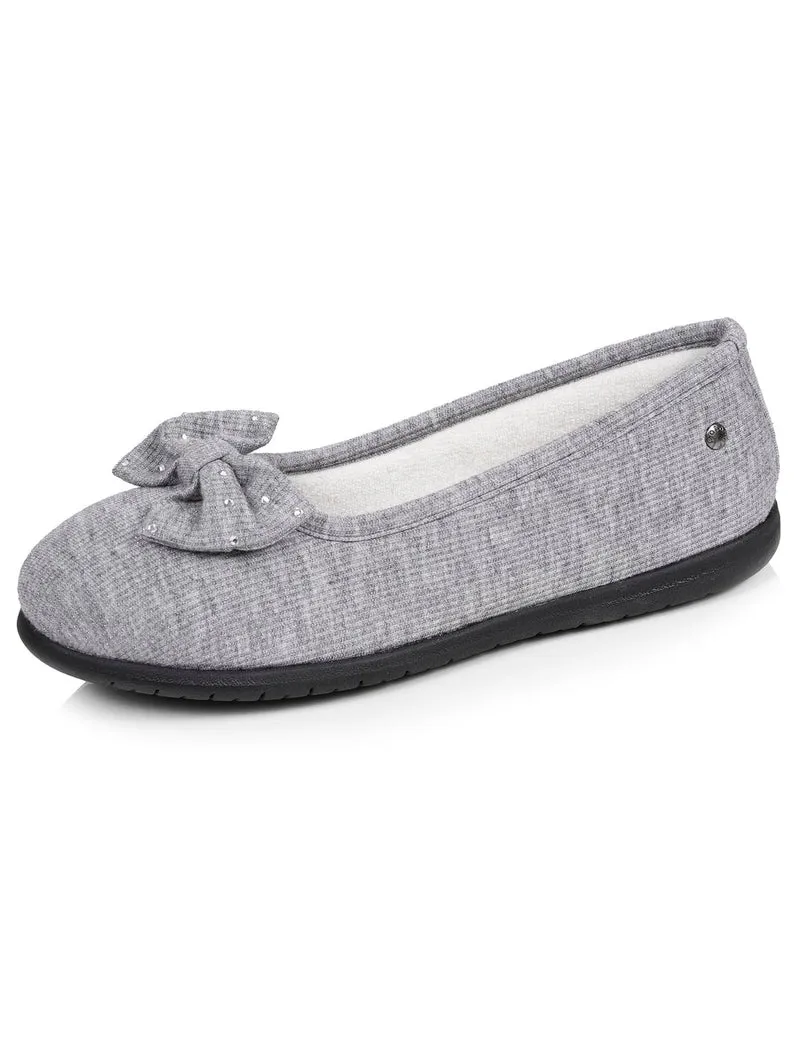 Chaussons ballerines Femme Gris nœud irisé
