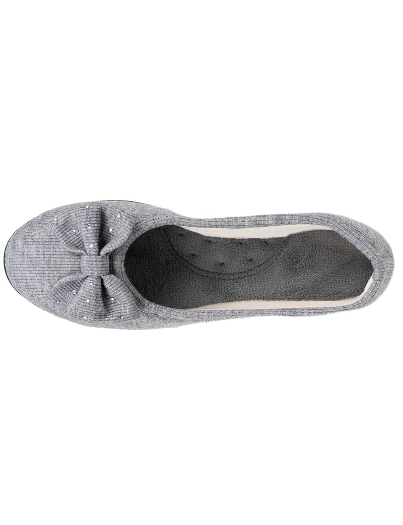 Chaussons ballerines Femme Gris nœud irisé