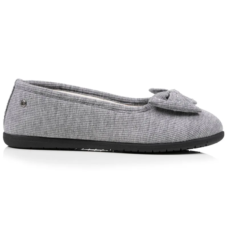Chaussons ballerines Femme Gris nœud irisé