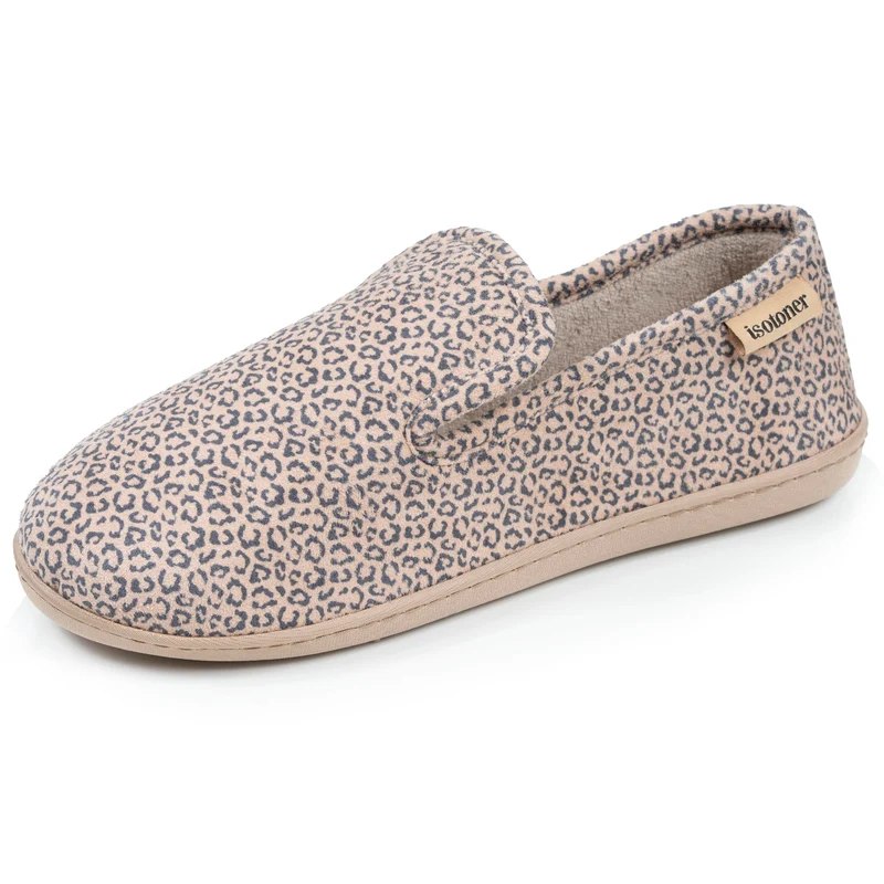 Chaussons charentaises Femme Léopard beige