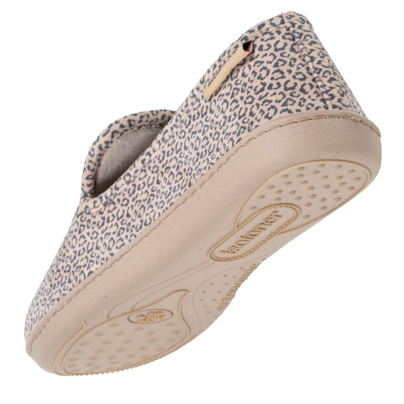 Chaussons charentaises Femme Léopard beige