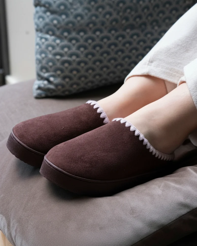 Chaussons mules plateforme Femme Cachou
