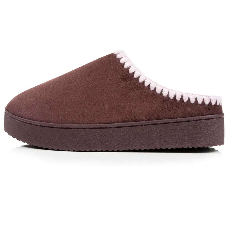 Chaussons mules plateforme Femme Cachou