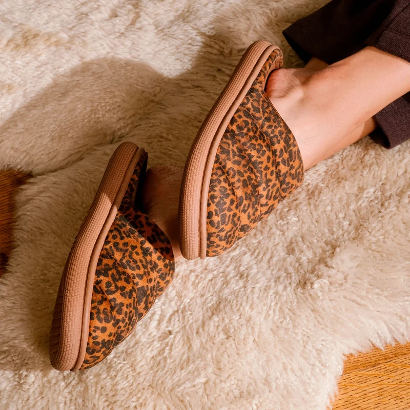 Chaussons mules Femme BLOUP Léopard camel