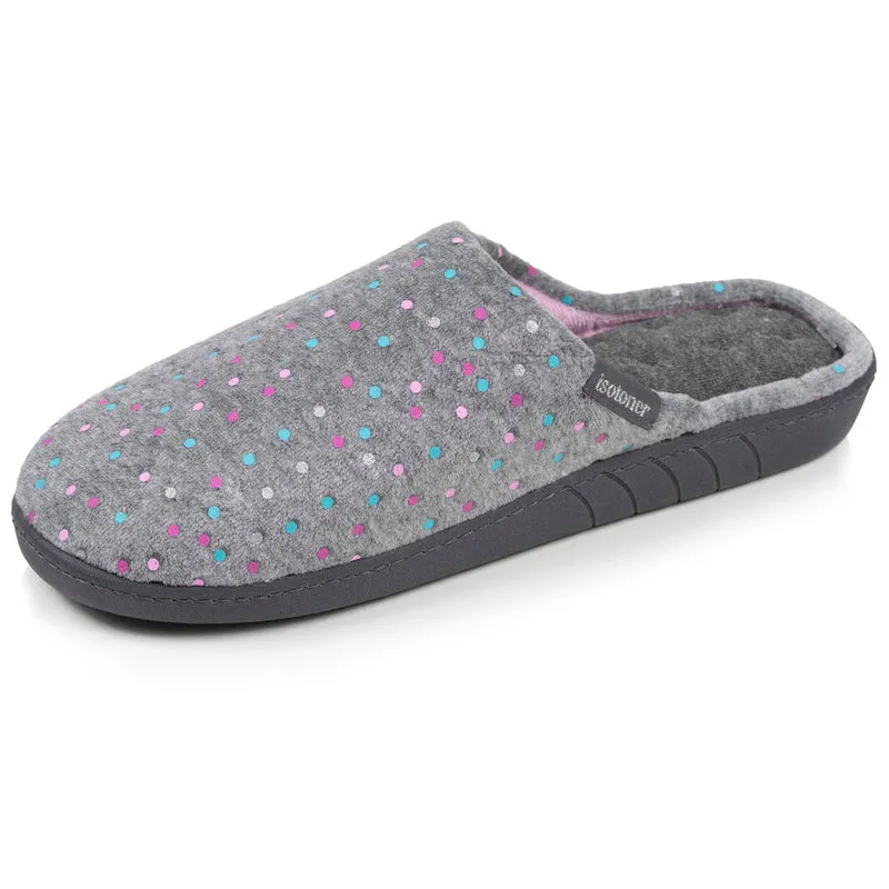 Chaussons mules Femme ergonomiques Pois gris