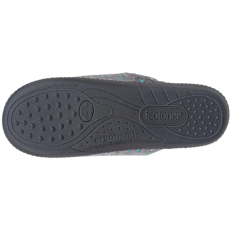 Chaussons mules Femme ergonomiques Pois gris