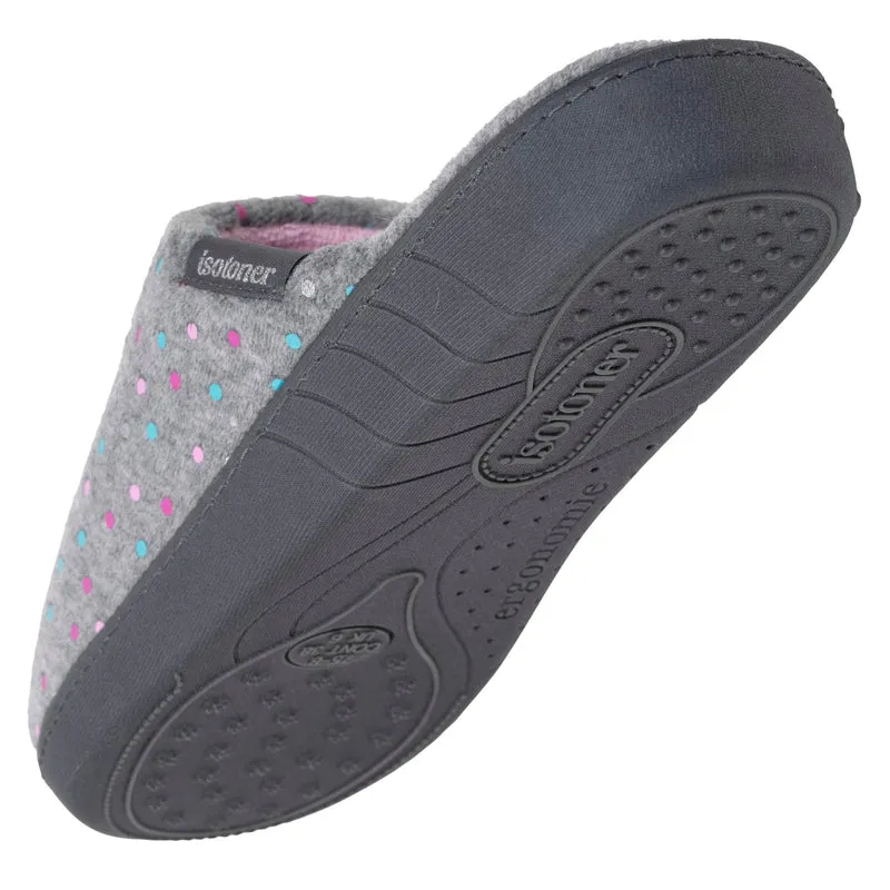 Chaussons mules Femme ergonomiques Pois gris