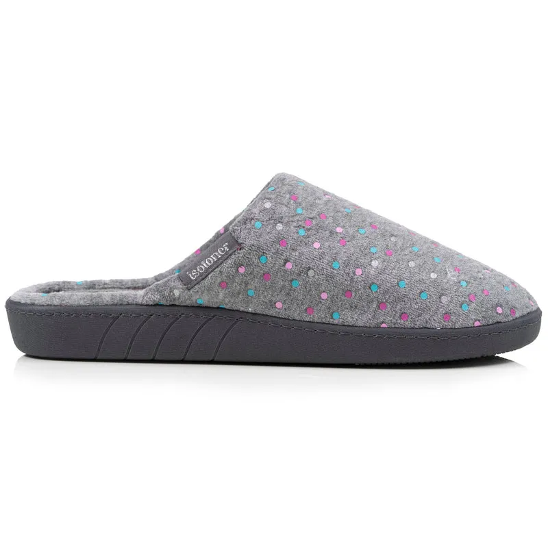 Chaussons mules Femme ergonomiques Pois gris