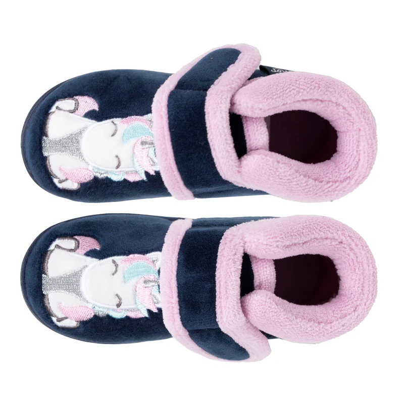 Chaussons bottillons scratch Bébé velours Marine