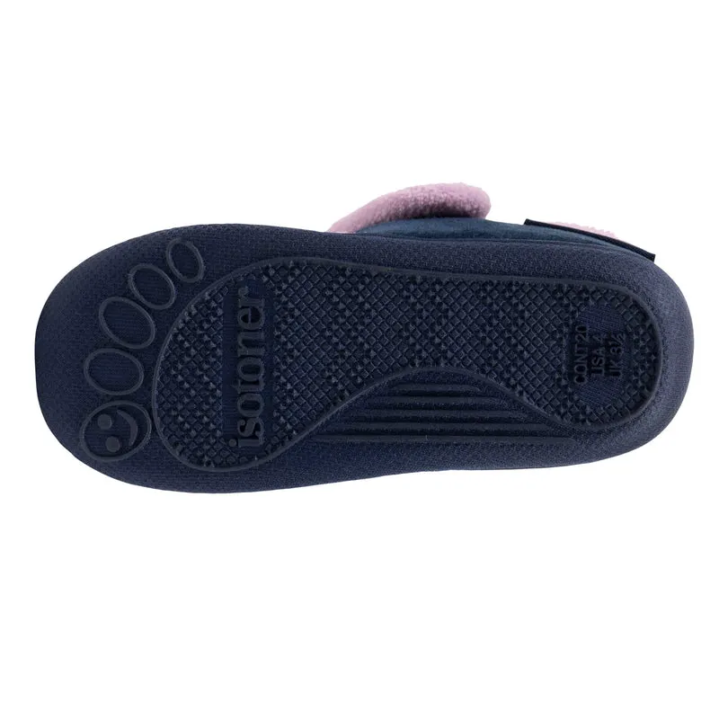 Chaussons bottillons scratch Bébé velours Marine