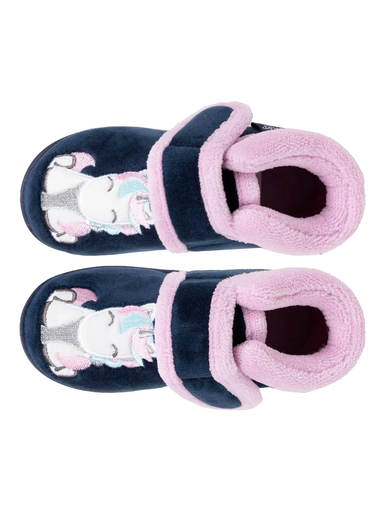 Chaussons bottillons scratch Bébé velours Marine