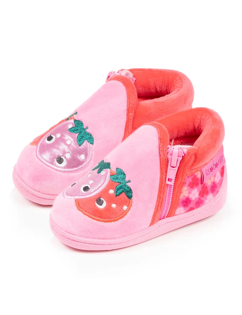 Chaussons bottillons zip Bébé fraise Rose