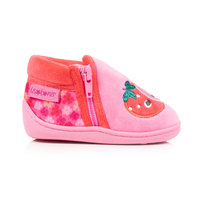 Chaussons bottillons zip Bébé fraise Rose