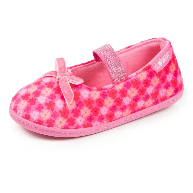 Chaussons ballerines Enfant Fleurs rose