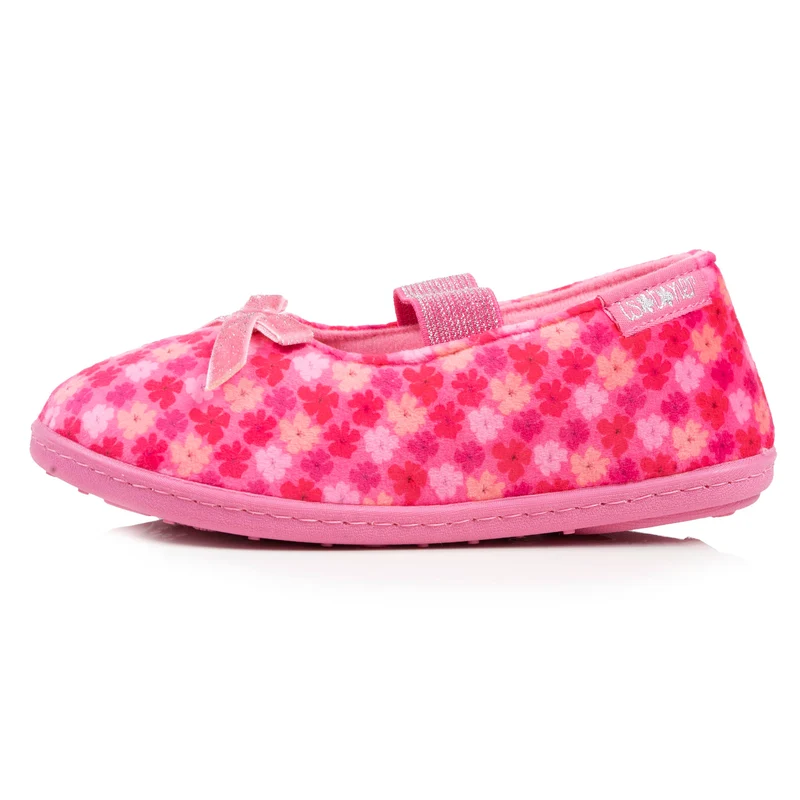 Chaussons ballerines Enfant Fleurs rose