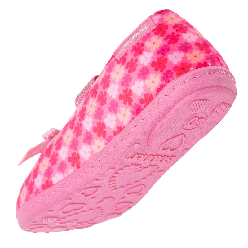 Chaussons ballerines Enfant Fleurs rose