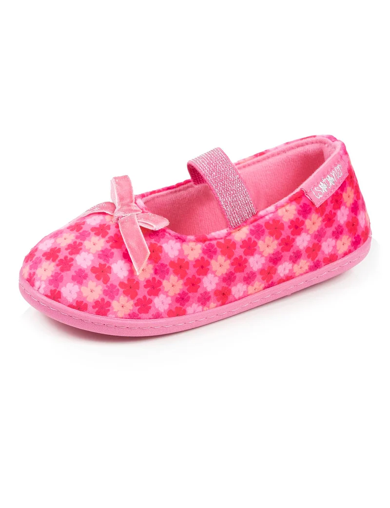 Chaussons ballerines Enfant Fleurs rose