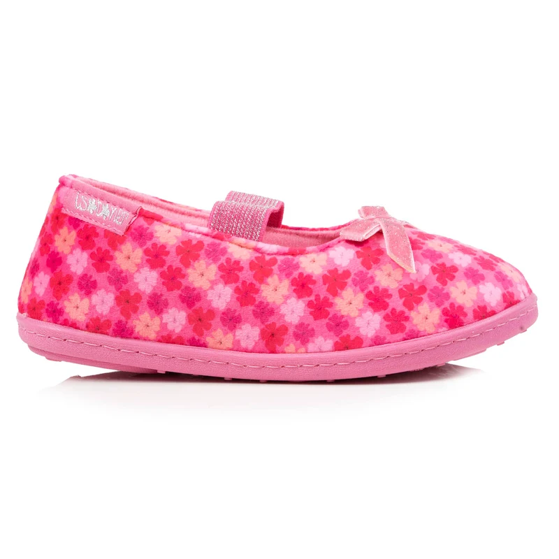 Chaussons ballerines Enfant Fleurs rose