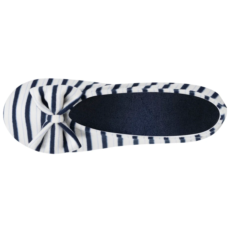 Chaussons ballerines Femme Nœud Rayures bleues