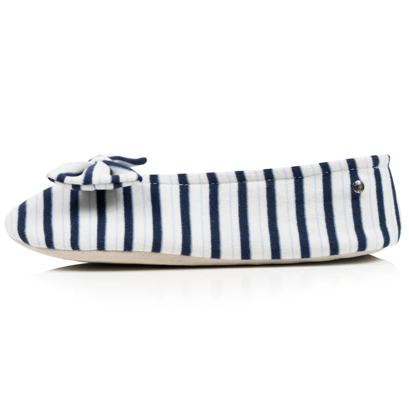 Chaussons ballerines Femme Nœud Rayures bleues