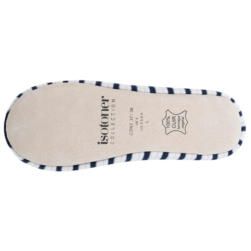 Chaussons ballerines Femme Nœud Rayures bleues