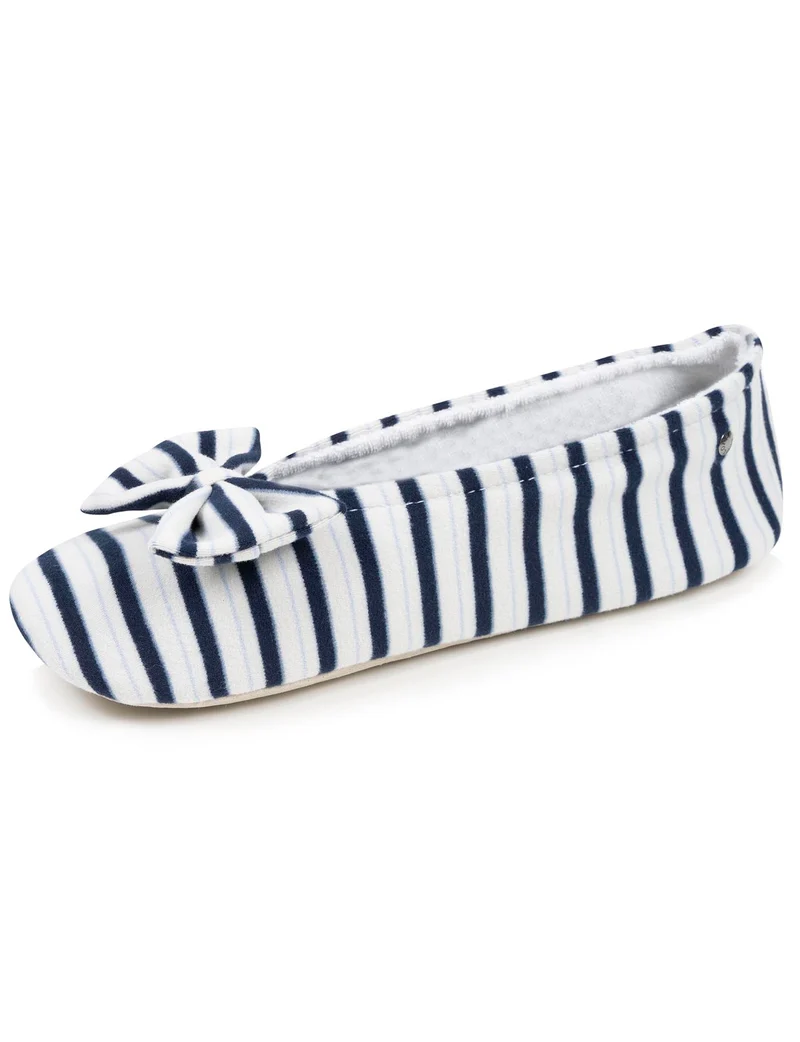 Chaussons ballerines Femme Nœud Rayures bleues