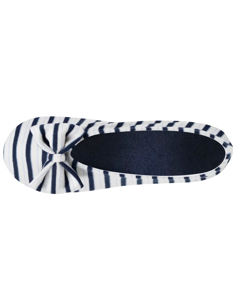 Chaussons ballerines Femme Nœud Rayures bleues