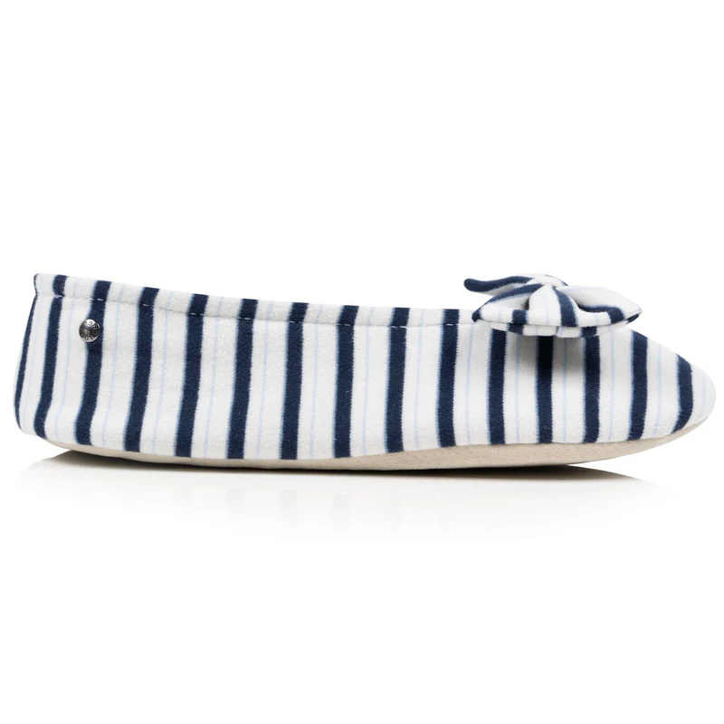 Chaussons ballerines Femme Nœud Rayures bleues
