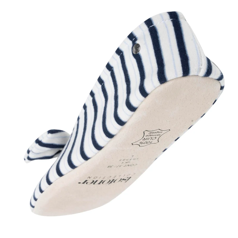 Chaussons ballerines Femme Nœud Rayures bleues