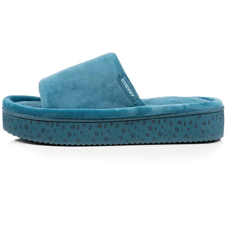 Chaussons sandales plateforme Femme Bleu canard
