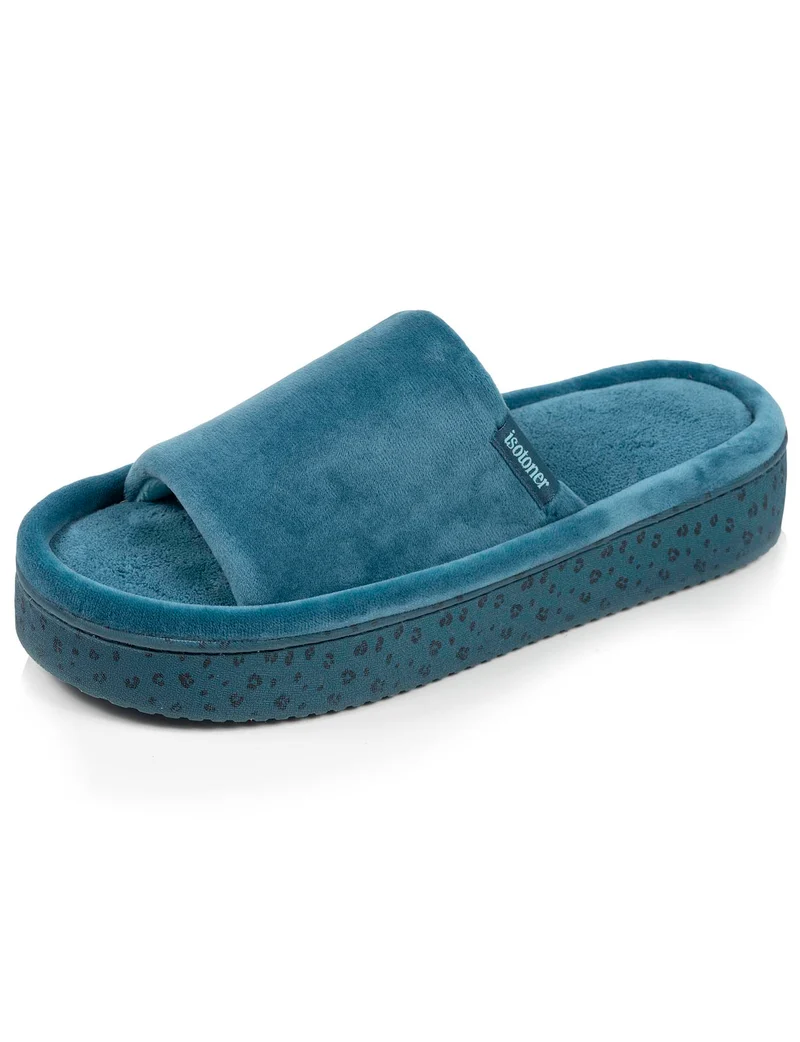 Chaussons sandales plateforme Femme Bleu canard