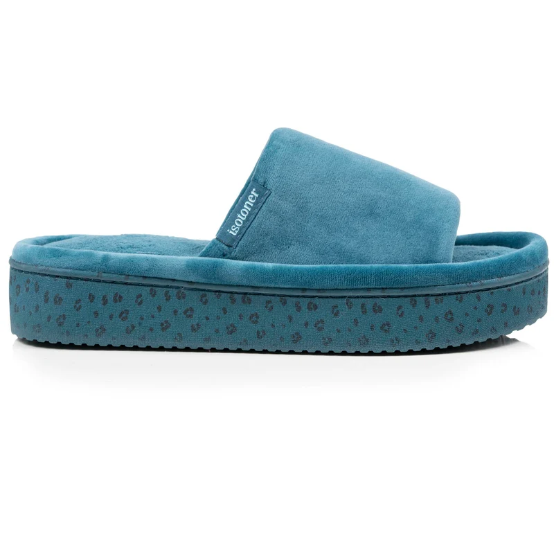 Chaussons sandales plateforme Femme Bleu canard