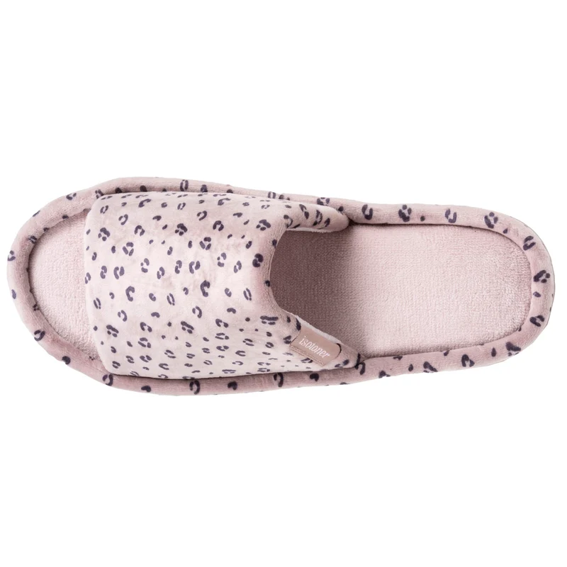Chaussons sandales plateforme Femme Léopard rose