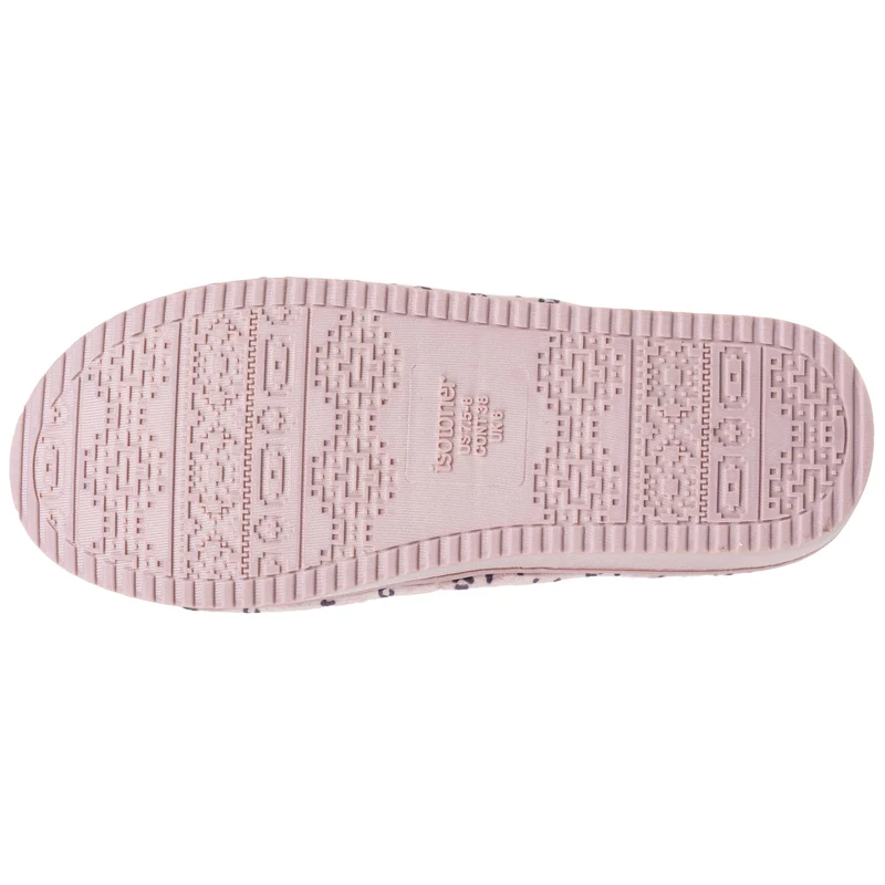 Chaussons sandales plateforme Femme Léopard rose