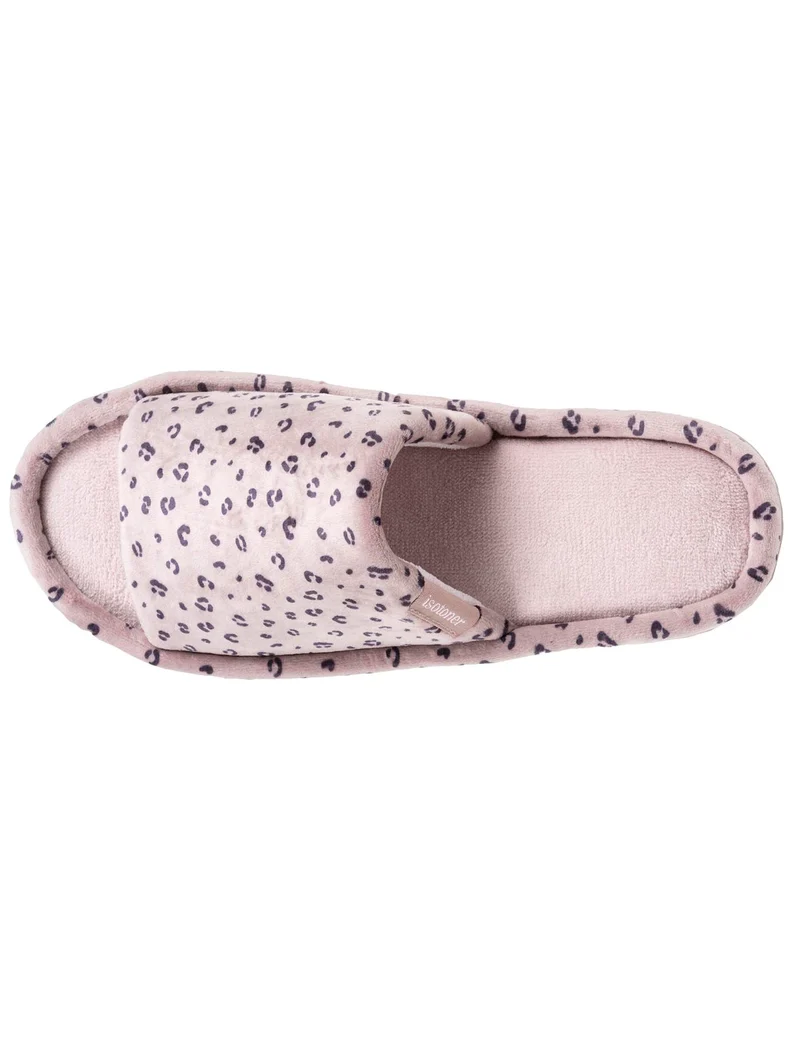 Chaussons sandales plateforme Femme Léopard rose