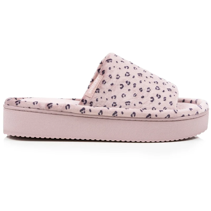 Chaussons sandales plateforme Femme Léopard rose